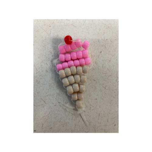 Image of an ice cream cone created out of beads.