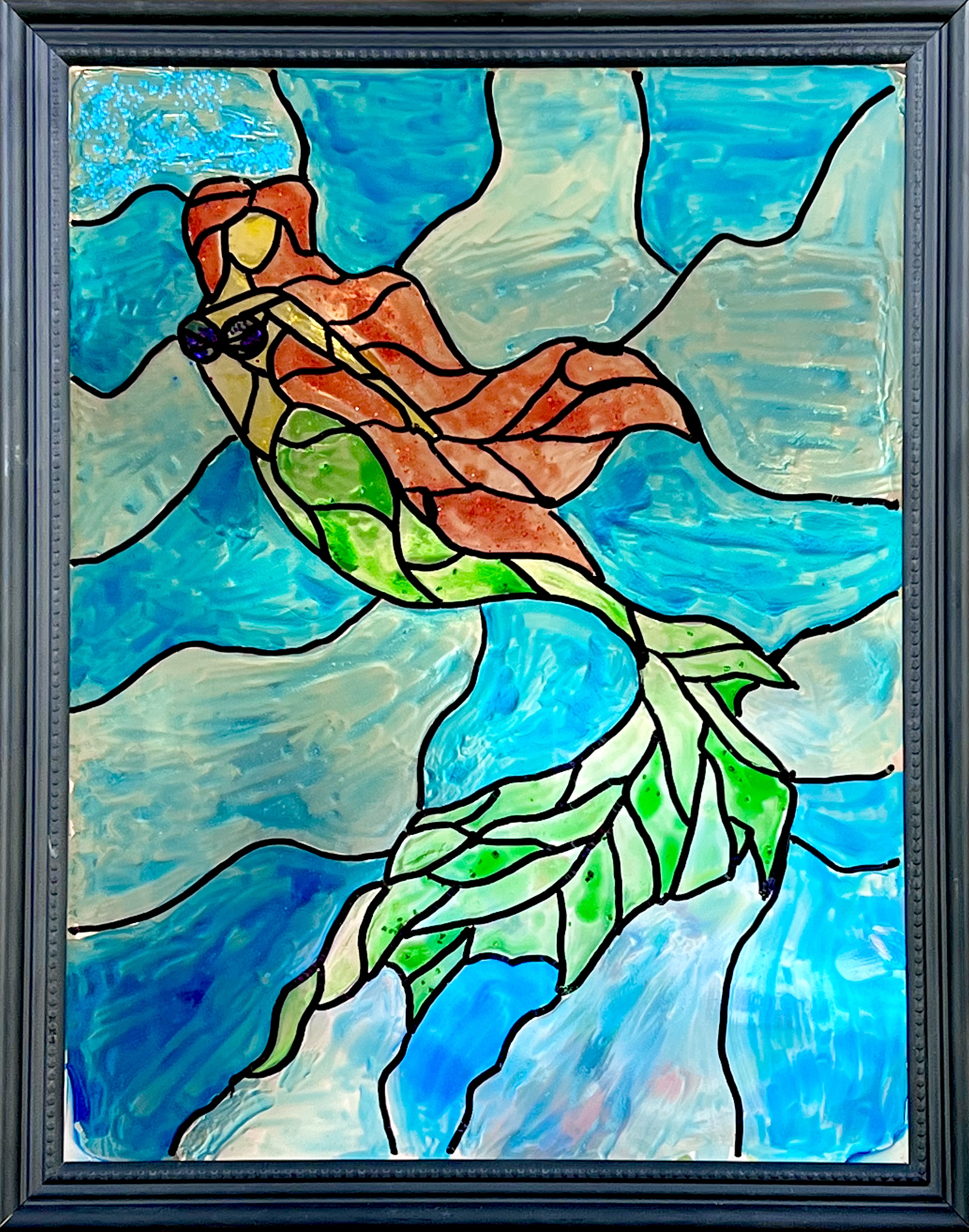 Image of mermaid faux stained glass