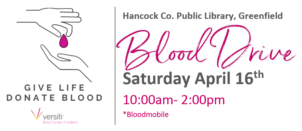 Blood Drive April 16 Greenfield Library