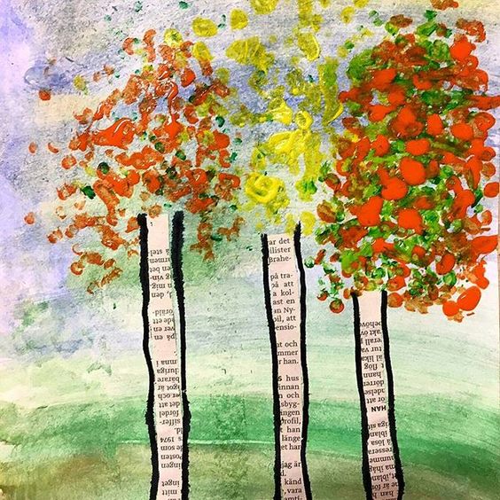 Painting of three birch trees