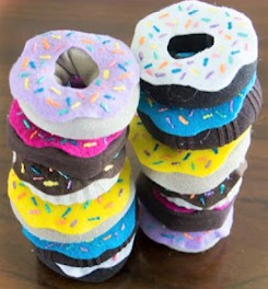 Image of decorative doughnuts made out of socks and felt.