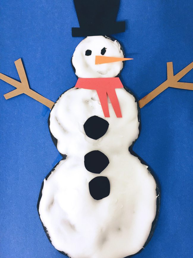 Image of a snowman painted with puffy paint