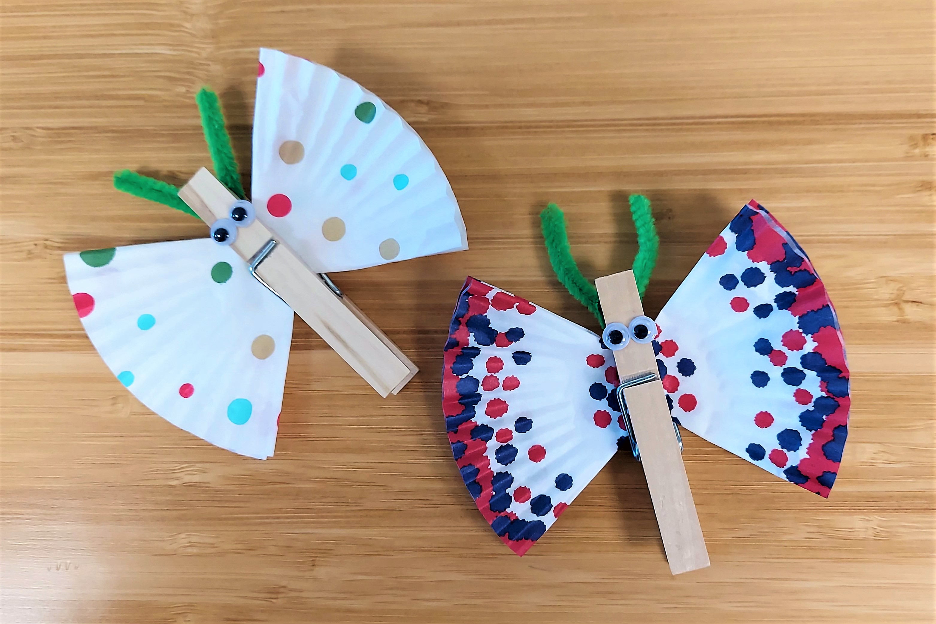 Image of two butterflies made from clothespins.