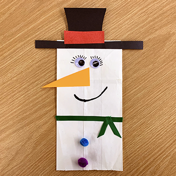 Paper Bag Snowman Puppet