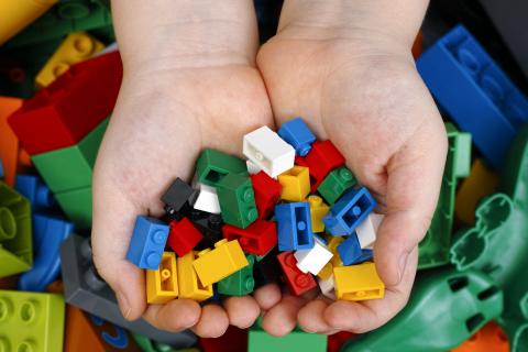 LEGOs in hands