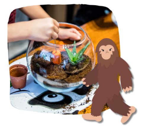 Bigfoot Terrarium. Finished craft will not look like image provided. Different materials and containers may vary.