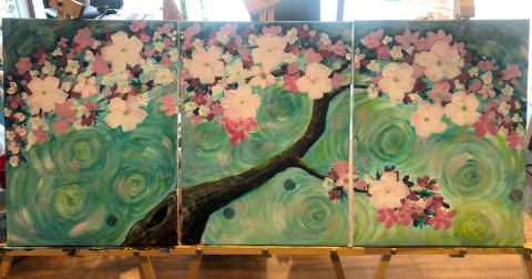 3 panel orchard tree by Peggy Brewer