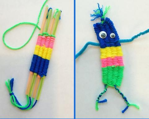 Woven yarn straw monster. 