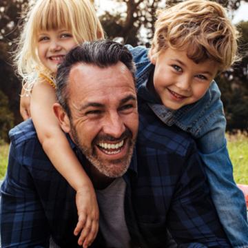 Father with children outdoors