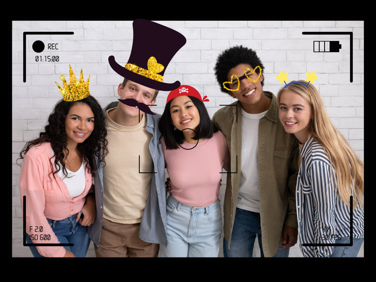 Teens posing in the view of a camera view.