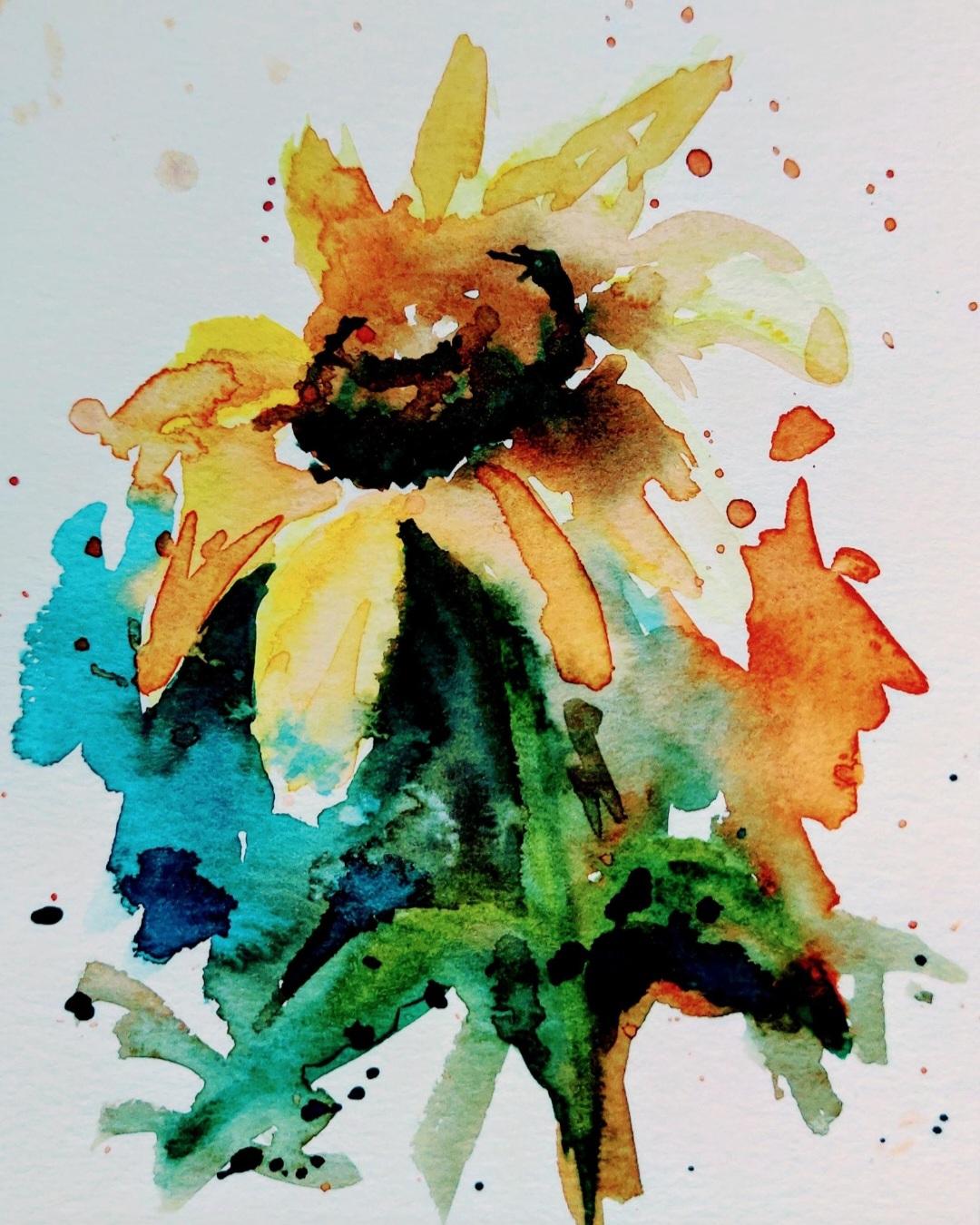 sunflower watercolor