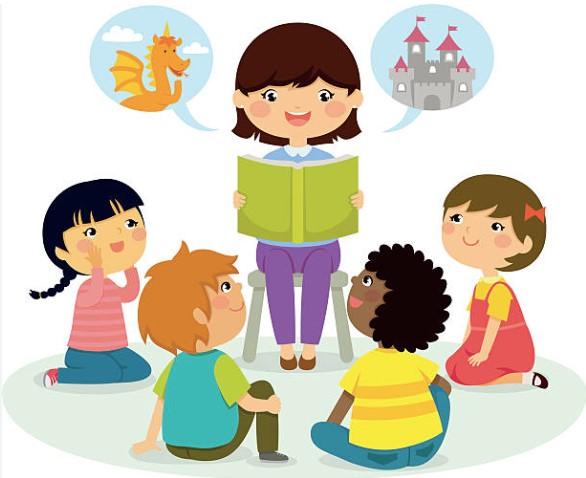 Cartoon of kids in storytime