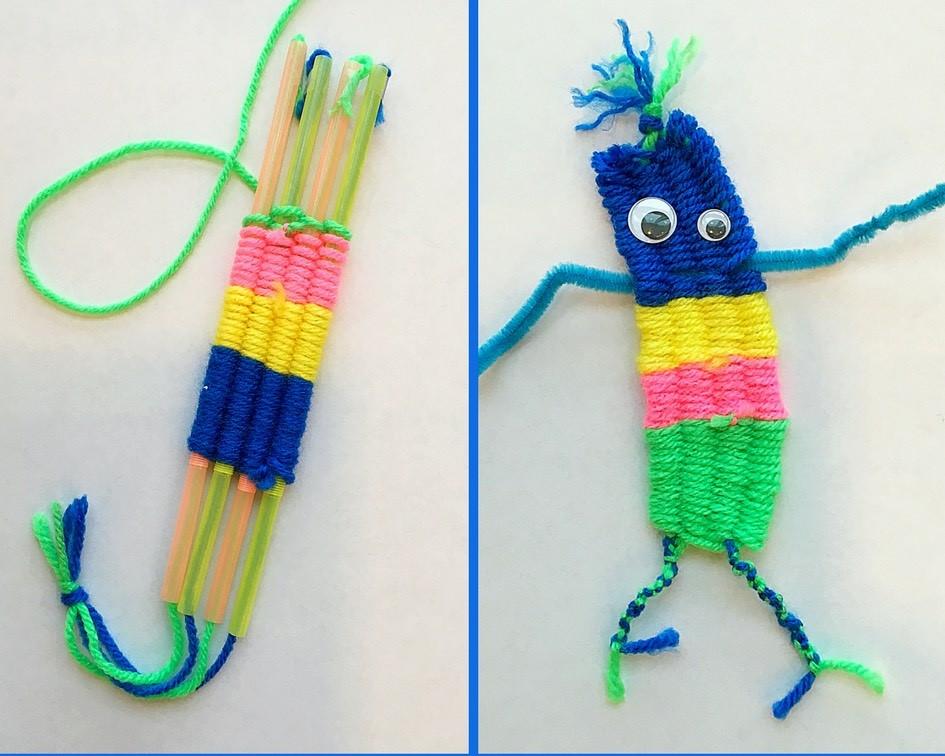 Woven yarn straw monster. 